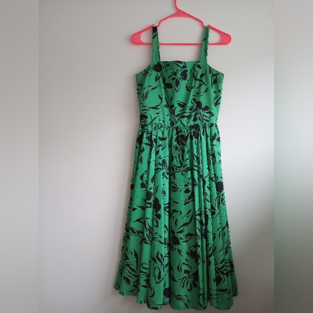 Green floral vintage cocktail dress